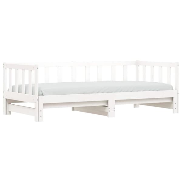 vidaXL Uttrekkbar dagseng hvit 90x190 cm heltre furu
