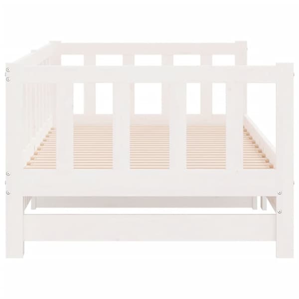 vidaXL Uttrekkbar dagseng hvit 90x190 cm heltre furu