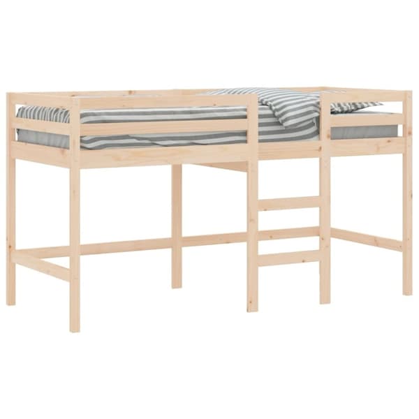vidaXL Loftsäng med stege 90x200 cm massiv furu