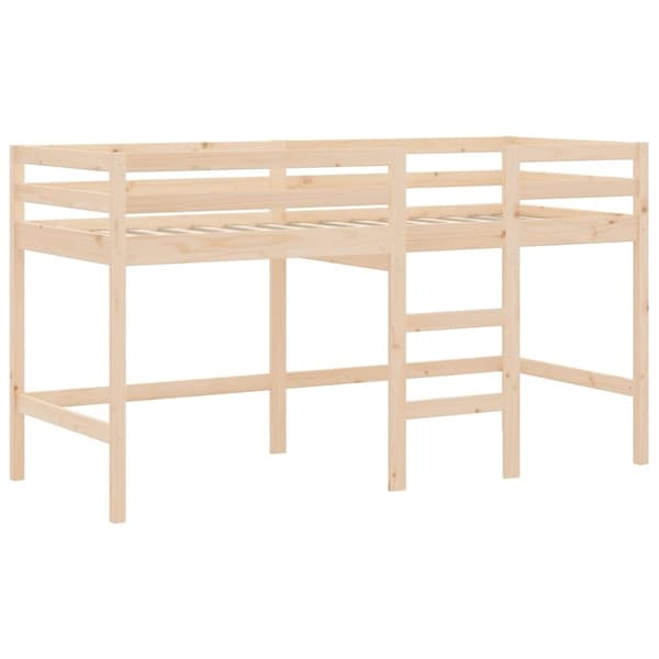 vidaXL Loftsäng med stege 90x200 cm massiv furu