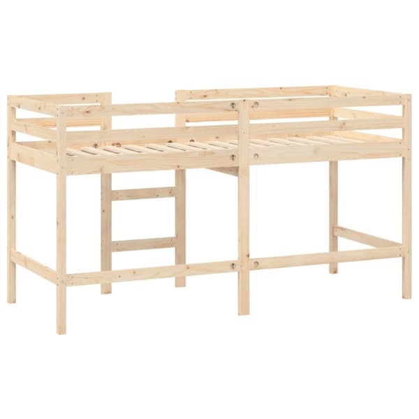 vidaXL Loftsäng med stege 90x200 cm massiv furu