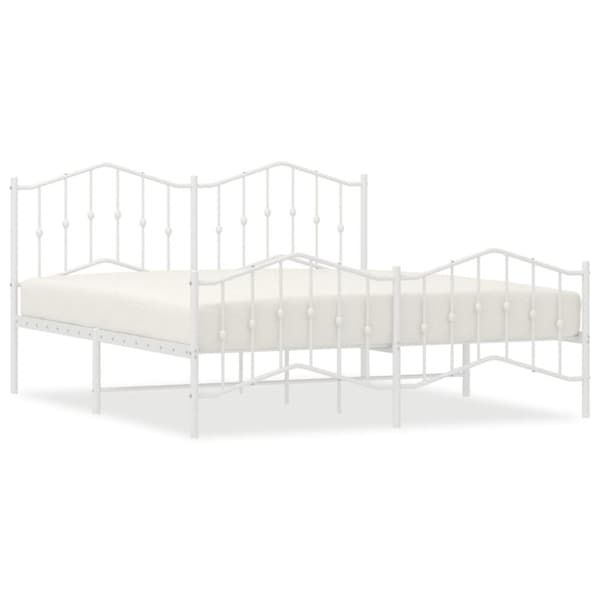 vidaXL sengeramme med sengegavl og fodgærde 180x200 cm metal hvid