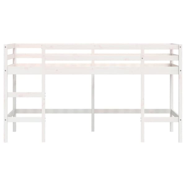 vidaXL højseng med stige 80x200 cm massivt fyrretræ hvid