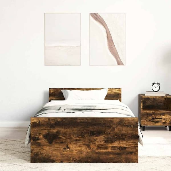 vidaXL sengeramme 100x200 cm konstrueret træ røget egetræsfarve