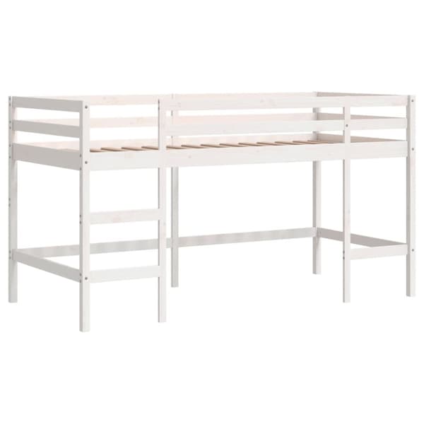 vidaXL højseng med stige 90x190 cm massivt fyrretræ hvid