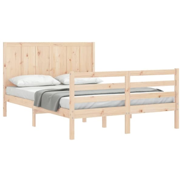 vidaXL sengeramme med sengegavl 140x190 cm massivt træ