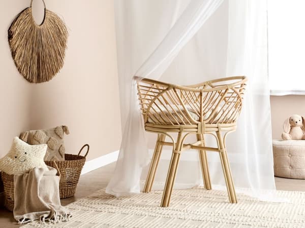 Kehto luonnonväri rottinki 87 x 55 x 92 cm vauvalle pehmusteella boho rustiikkinen