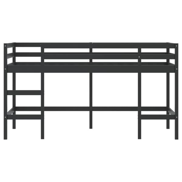 vidaXL højseng med stige 90x200 cm massivt fyrretræ sort