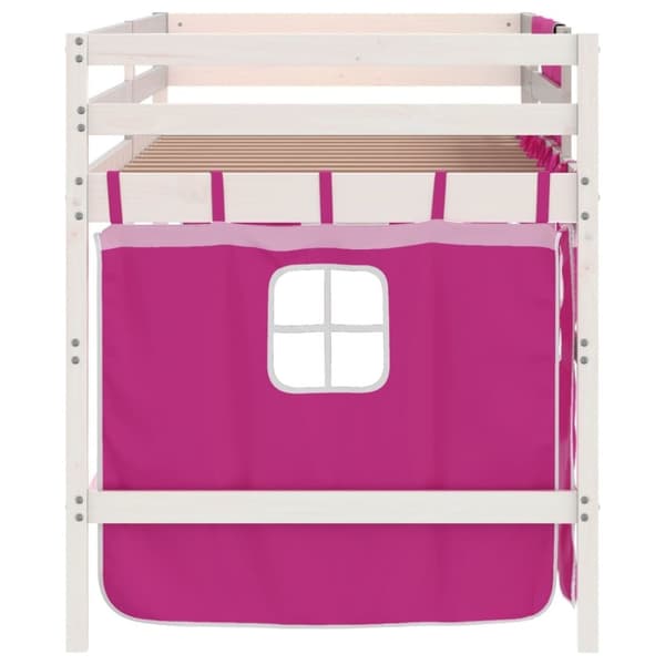 vidaXL Lasten parvisänky verhoilla pinkki 90x200 cm täysi mänty
