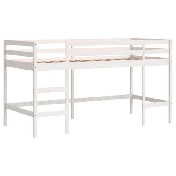 vidaXL Lasten parvisänky verhoilla sininen 90x190 cm täysi mänty