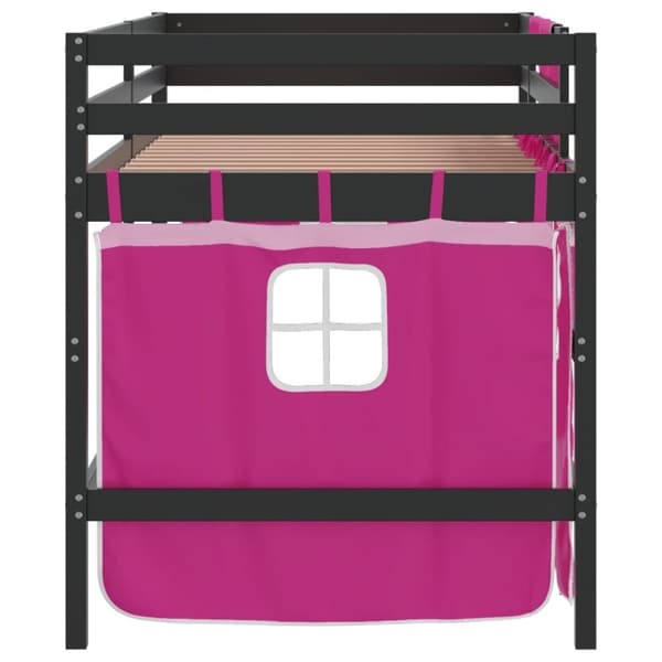 vidaXL Lasten parvisänky verhoilla pinkki 90x200 cm täysi mänty