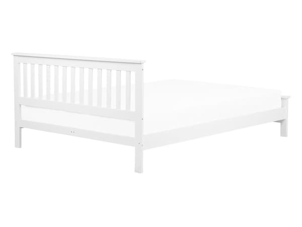 Hvid Seng med Træramme 140 x 200 cm Lav Sengegavl Minimalistisk Design