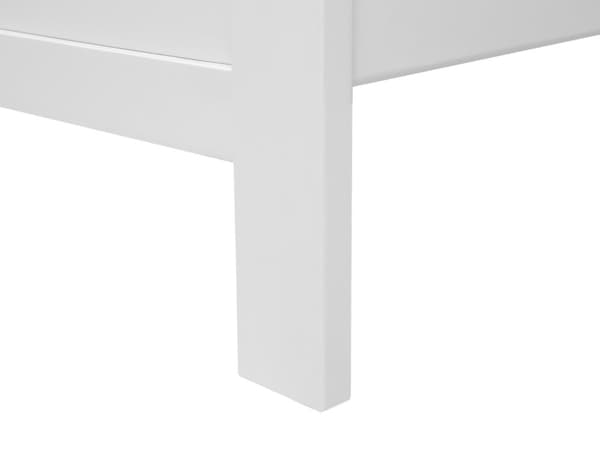 Hvid Seng med Træramme 140 x 200 cm Lav Sengegavl Minimalistisk Design