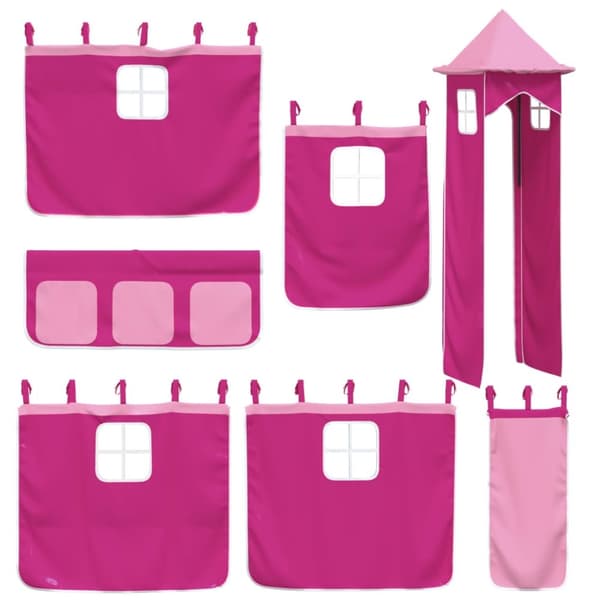 vidaXL Lasten parvisänky tornilla pinkki 90x190 cm täysi mänty