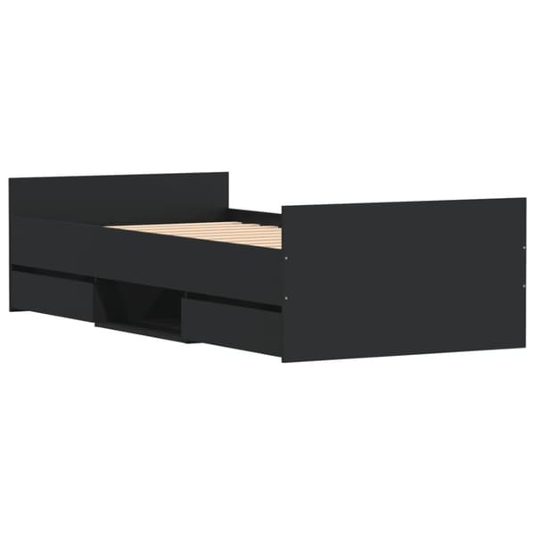 vidaXL Sengeramme med hode- og fotgavl svart 90x190 cm