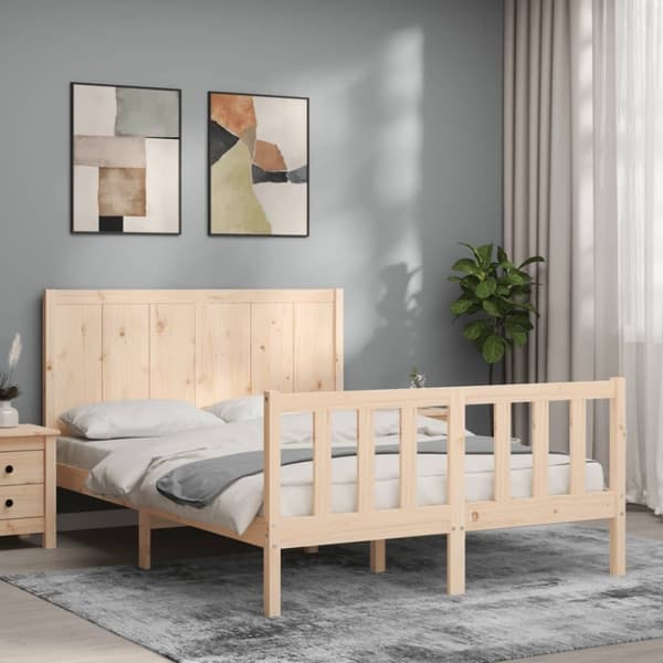 vidaXL Sengeramme med hodegavl double heltre