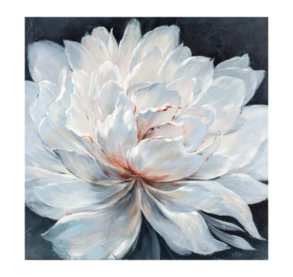 Oljemaleri 100x100cm, hvit blomst