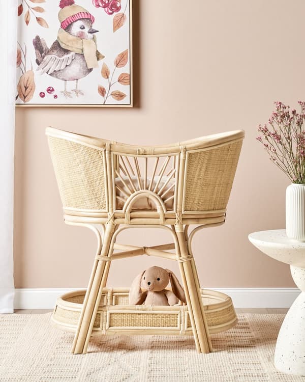 Babyseng Rattan Babyvugge Boho Design Moseskurv Flettet Vuggeseng til Spædbarn Seng Vugge
