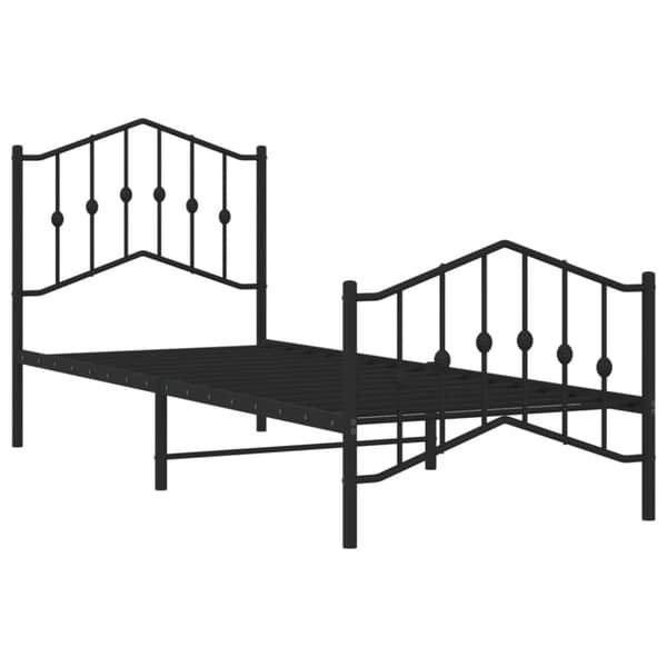 vidaXL Sengeramme i metall med hode- og fotgavl svart 90x200 cm