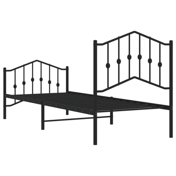 vidaXL Sengeramme i metall med hode- og fotgavl svart 90x200 cm