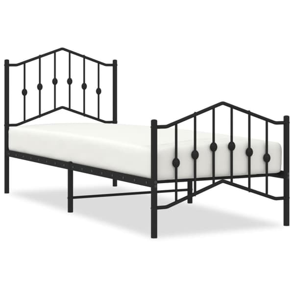 vidaXL Sengeramme i metall med hode- og fotgavl svart 90x200 cm