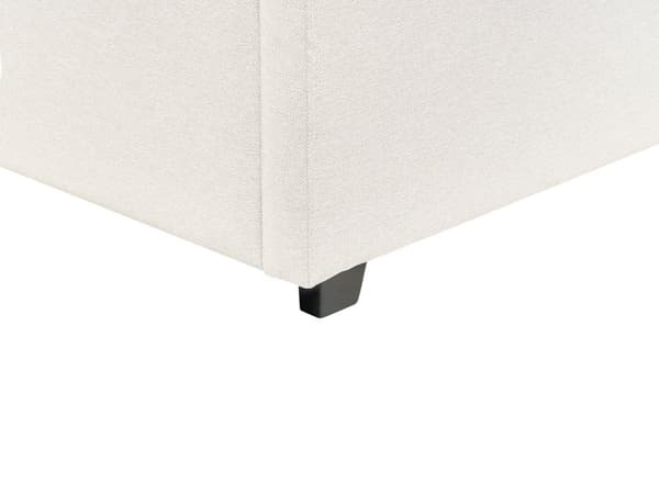 Oppbevaringsseng Lysebeige polstret polyesterstoff 160 x 200 cm Minimalistisk Retro Design Fotskammel Oppbevaring