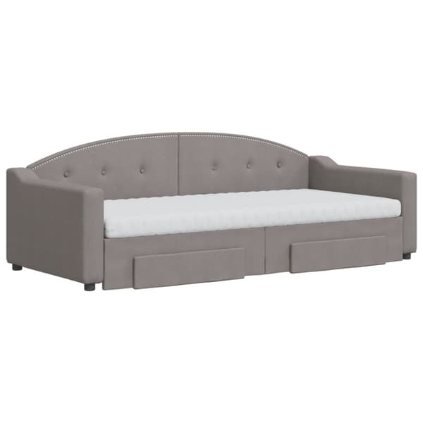 vidaXL Dagbädd utdragbar med lådor taupe 90x200 cm tyg