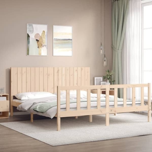 vidaXL sengeramme med sengegavl Super King Size massivt træ