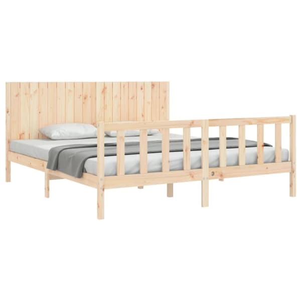 vidaXL sengeramme med sengegavl Super King Size massivt træ
