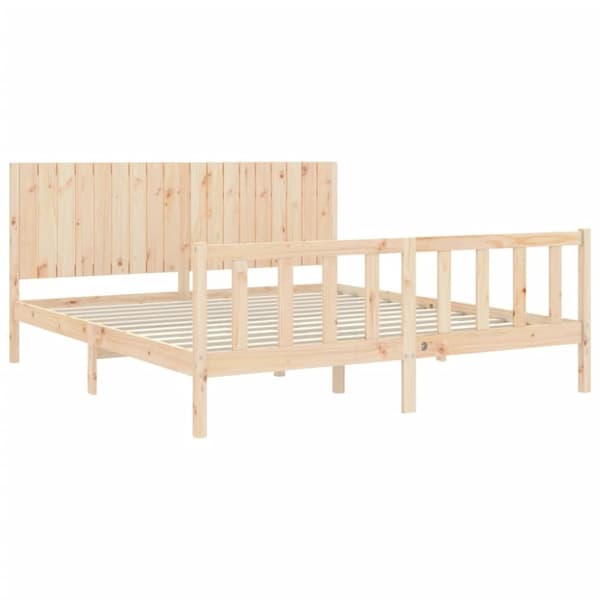 vidaXL sengeramme med sengegavl Super King Size massivt træ