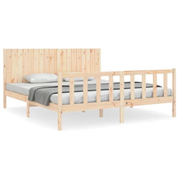 vidaXL sengeramme med sengegavl Super King Size massivt træ