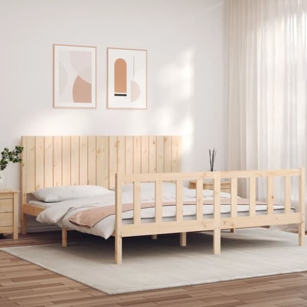 vidaXL sengeramme med sengegavl Super King Size massivt træ