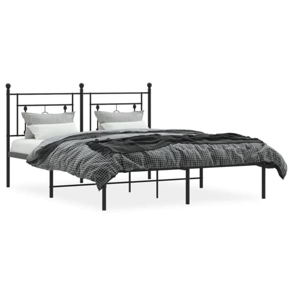 vidaXL Sengeramme i metall med hodegavl svart 160x200 cm