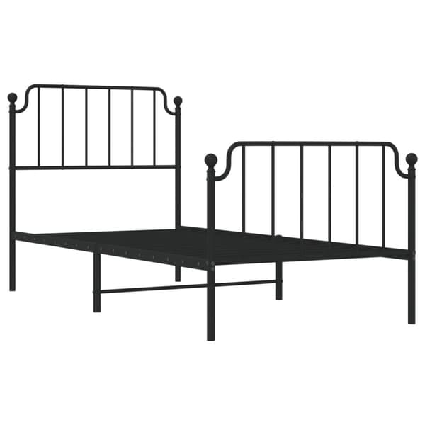 vidaXL Sengeramme i metall med hode- og fotgavl svart 90x200 cm