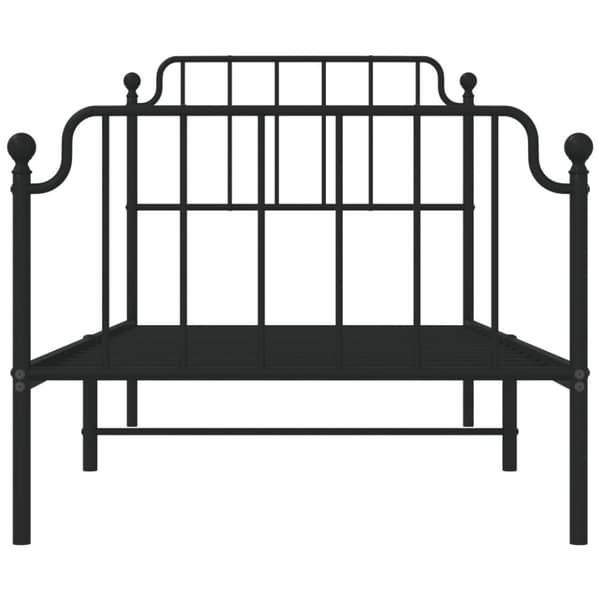 vidaXL Sengeramme i metall med hode- og fotgavl svart 90x200 cm