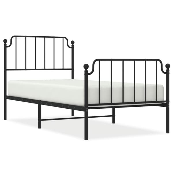 vidaXL Sengeramme i metall med hode- og fotgavl svart 90x200 cm