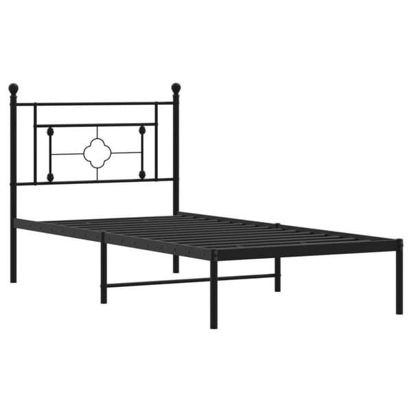 vidaXL Sängram med huvudgavel metall svart 90x200 cm