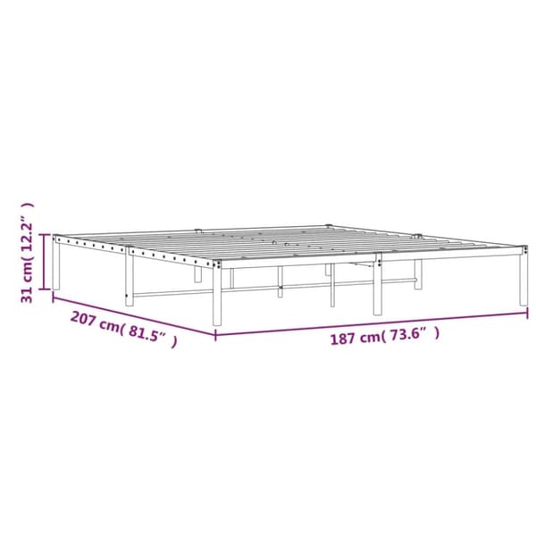 vidaXL Sengeramme i metall hvit 180x200 cm