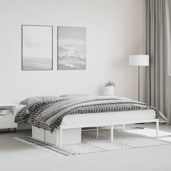 vidaXL Sengeramme i metall hvit 180x200 cm
