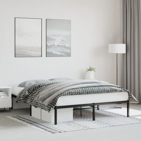 vidaXL Sengeramme i metall svart 160x200 cm