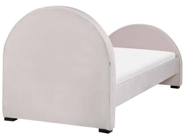 Säng Rosa Sammet Stoppad Ram Nackstöd 90 x 200 cm Enkel Storlek Sovrum Barnrum Modern Traditionell