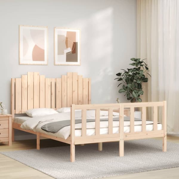 vidaXL sengeramme med sengegavl 140x200 cm massivt træ hvid