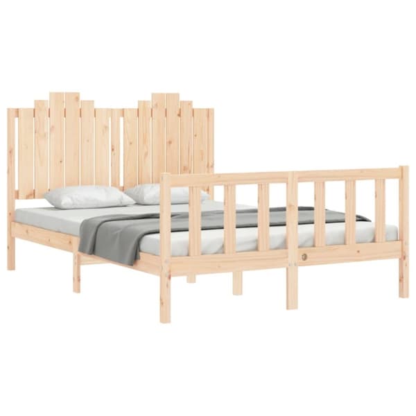 vidaXL sengeramme med sengegavl 140x200 cm massivt træ hvid