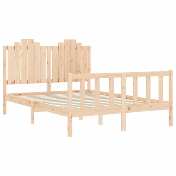 vidaXL sengeramme med sengegavl 140x200 cm massivt træ hvid