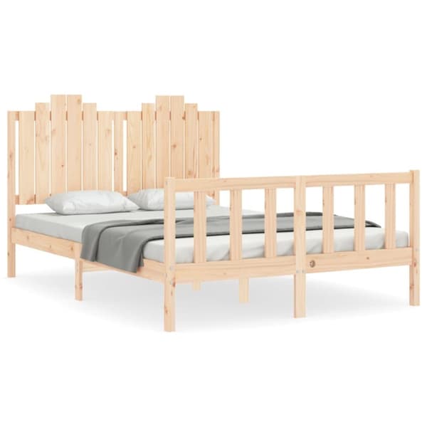 vidaXL sengeramme med sengegavl 140x200 cm massivt træ hvid