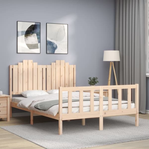 vidaXL sengeramme med sengegavl 140x200 cm massivt træ hvid