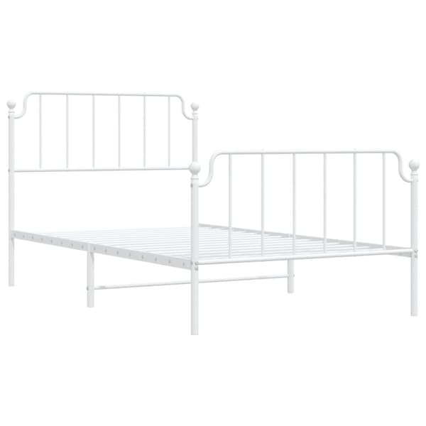 vidaXL sengeramme med sengegavl og fodgærde 107x203 cm metal hvid