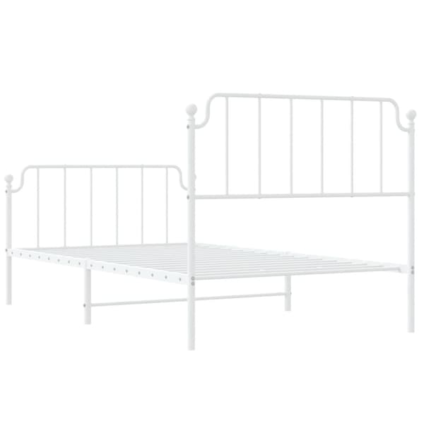 vidaXL sengeramme med sengegavl og fodgærde 107x203 cm metal hvid