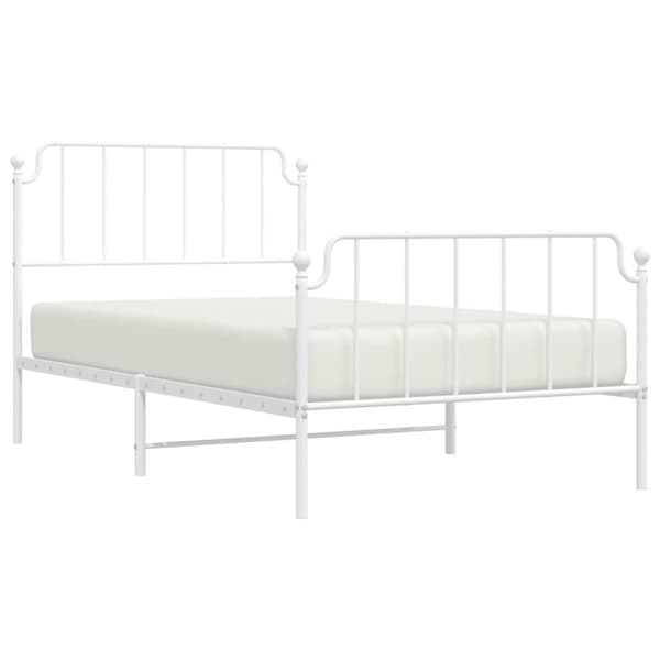 vidaXL sengeramme med sengegavl og fodgærde 107x203 cm metal hvid