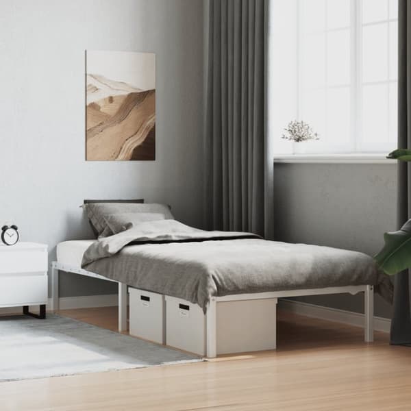 vidaXL sengeramme 100x190 cm metal hvid